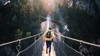 running man on bridge